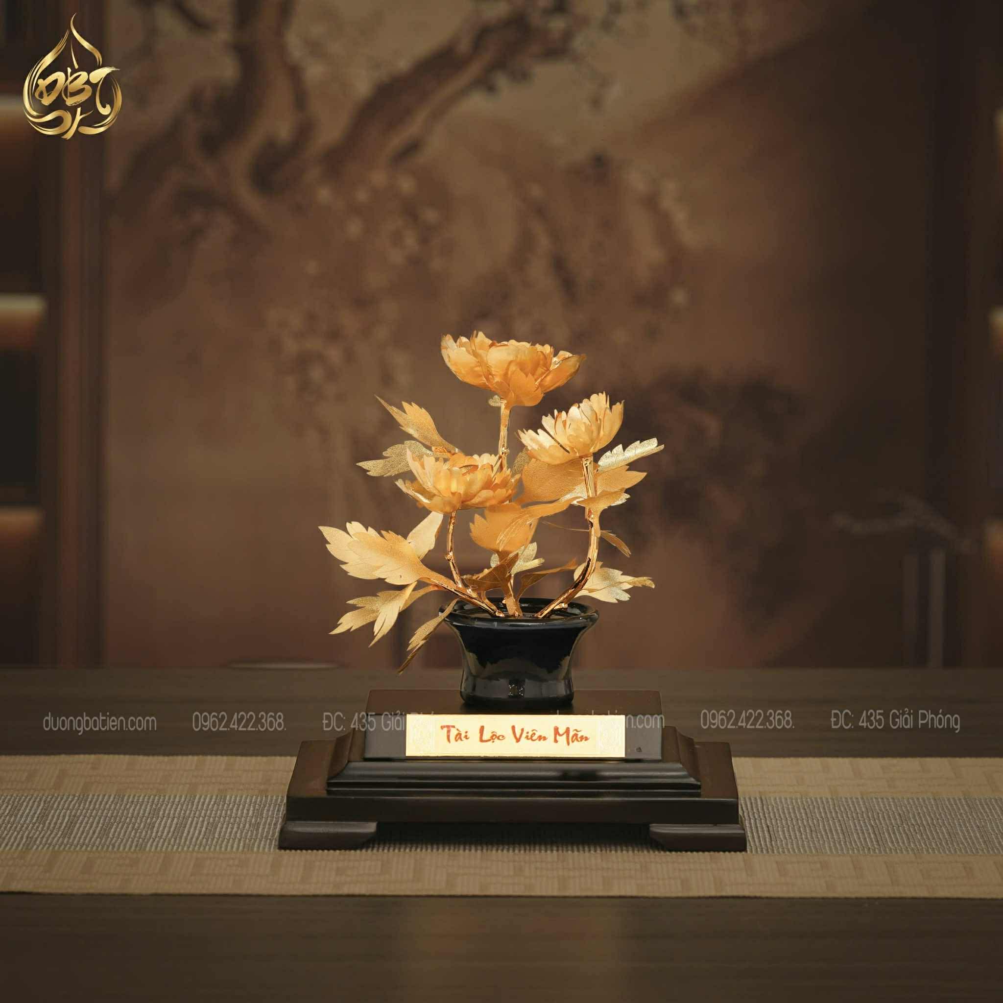 Cây Hoa Mẫu Đơn Dát Vàng 24K - Quà Tặng Sếp Nữ, Khách Hàng