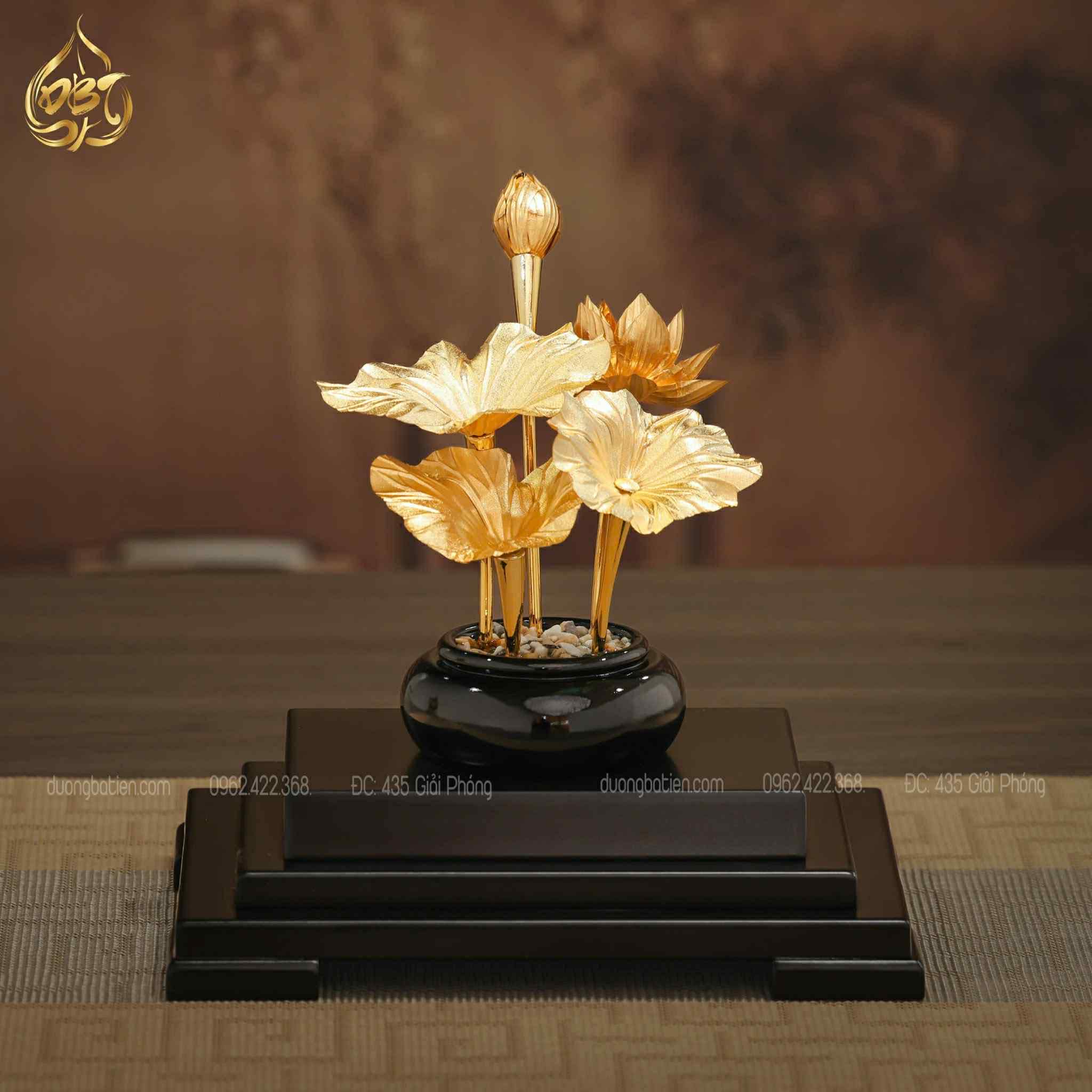 Cây Hoa Sen Dát Vàng 24K - Quà Tặng Sang Trọng, Ý Nghĩa