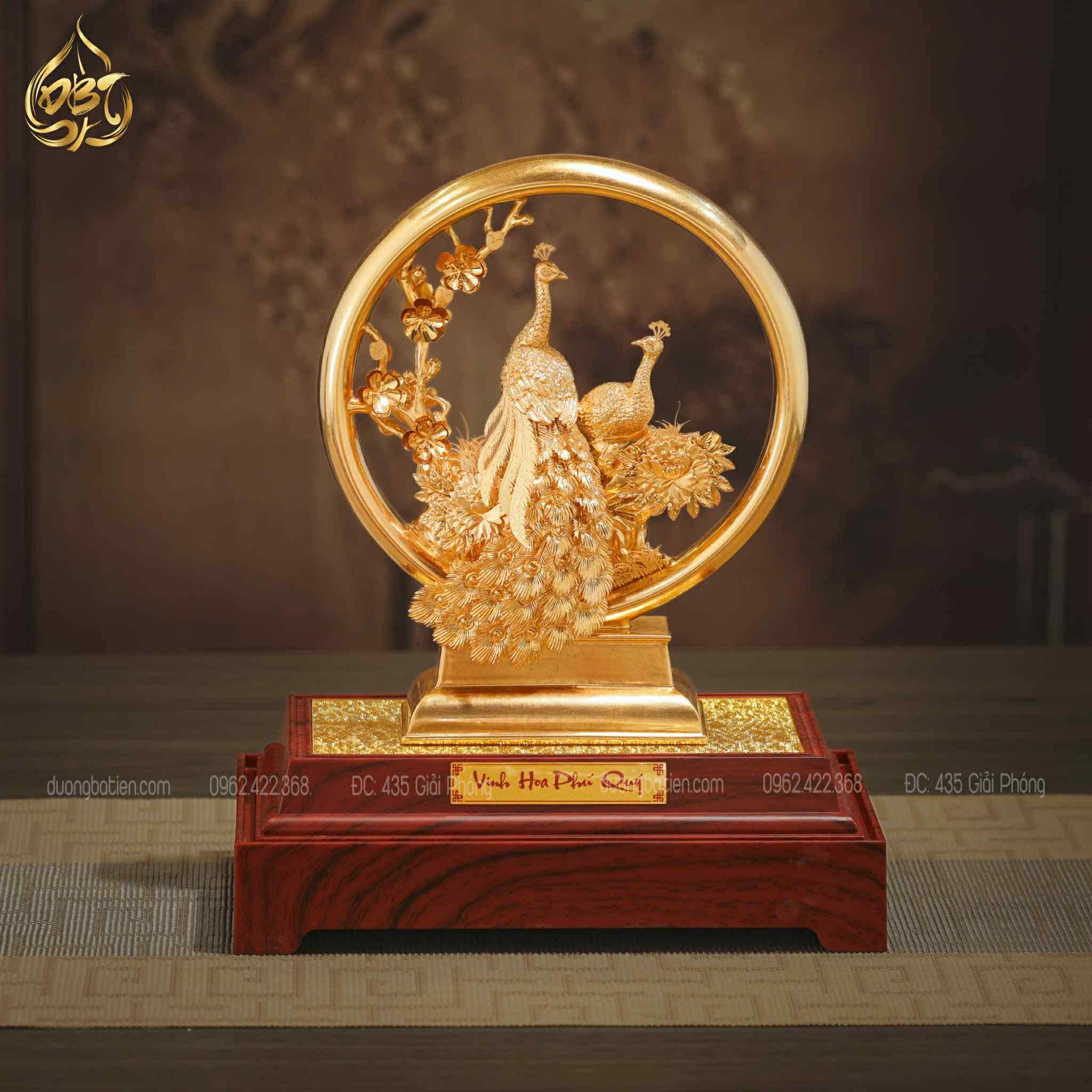 Chim Công Uyên Ương Mạ Vàng 24K - Phú Quý Cát Tường