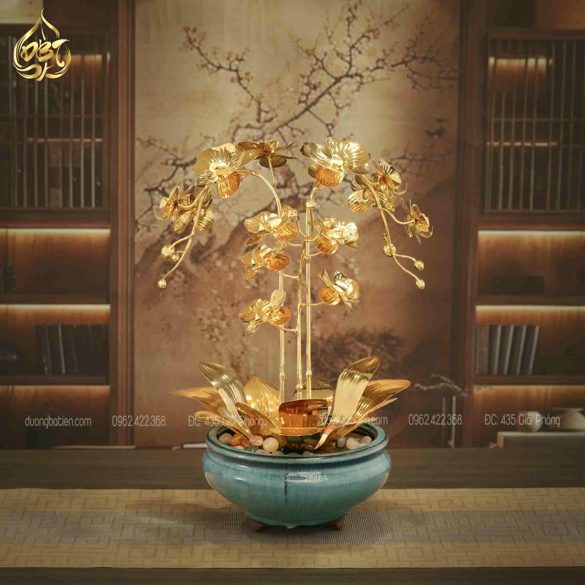 Hoa Lan bằng đồng mạ vàng 24k cao cấp - Quà Doanh Nhân