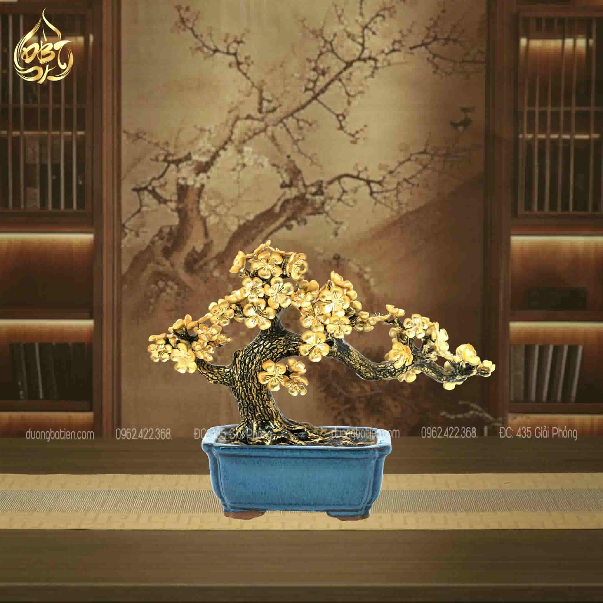 Cây Mai Ngũ Phúc Dát Vàng 24K - Quà Tặng Tết 2026