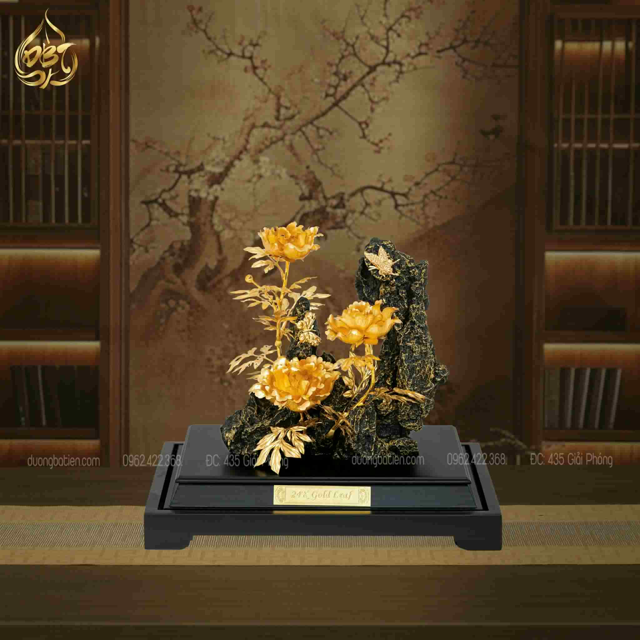 Hoa Mẫu Đơn Phú Quý dát vàng 24k - Quà tặng Cao Cấp