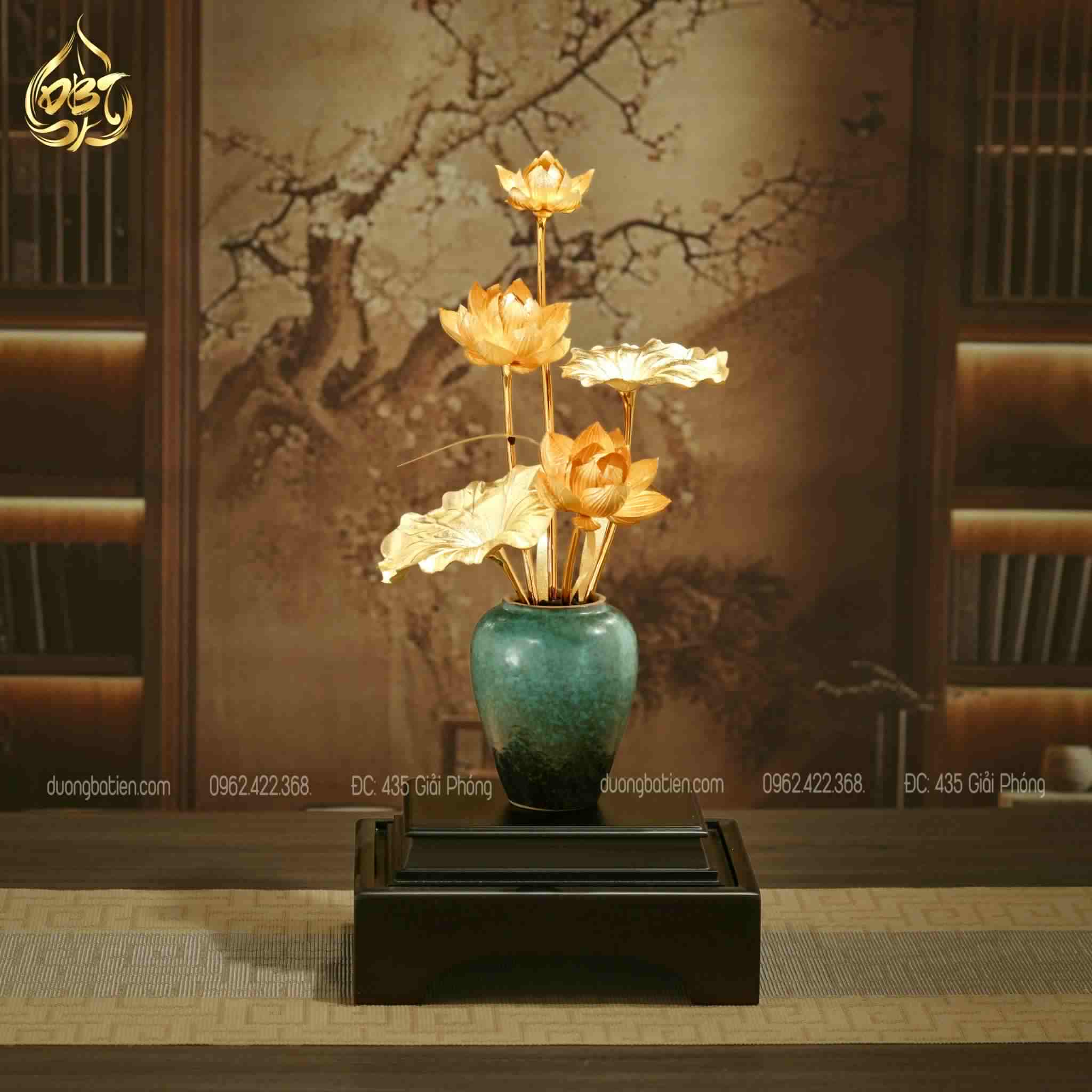 Sen Vàng Chậu Men Hoả Biến dát vàng - Quà tặng Vip