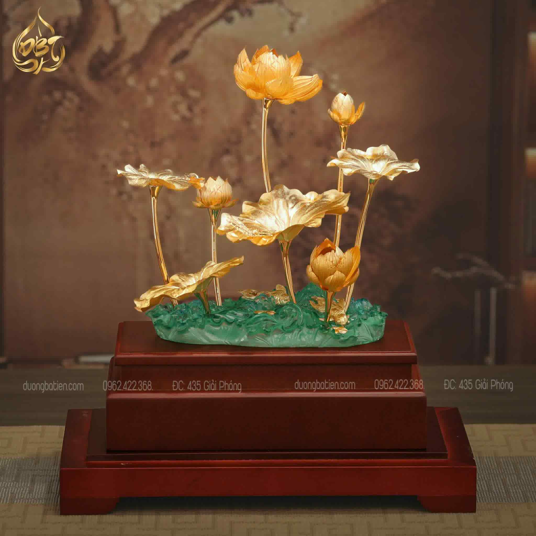 Hoa Sen Vàng Phú Quý dát vàng 24k - Quà tặng Cao Cấp