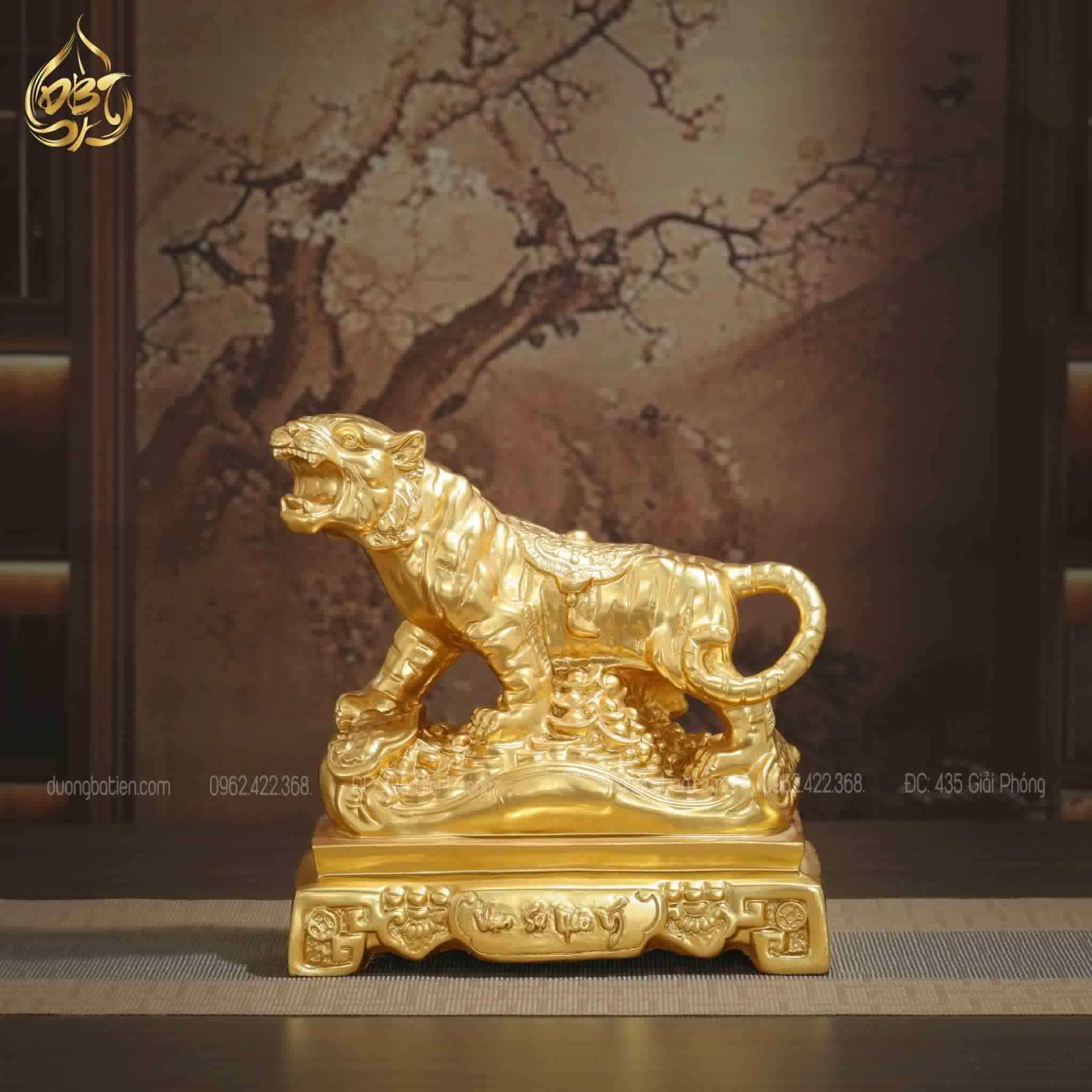 Tượng Hổ phong thuỷ dát vàng 24k - Quà tặng tuổi Dần