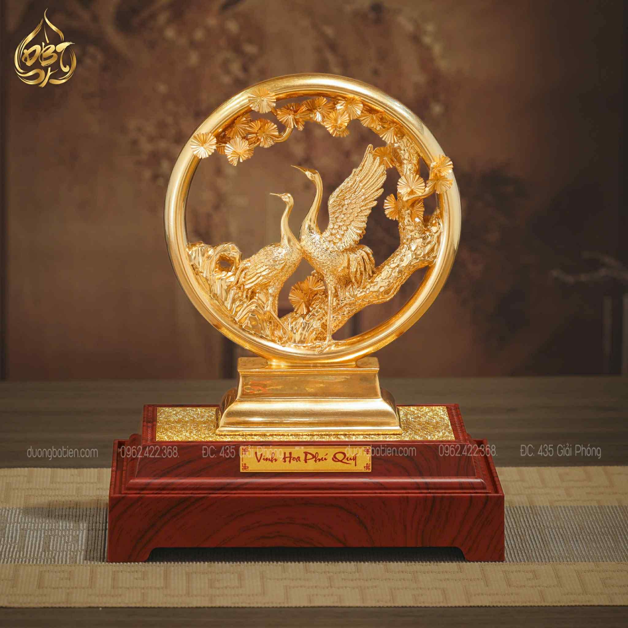 Mô Hình Tùng Hạc Diên Niên Dát Vàng 24K - Quà Kỷ Niệm Cưới