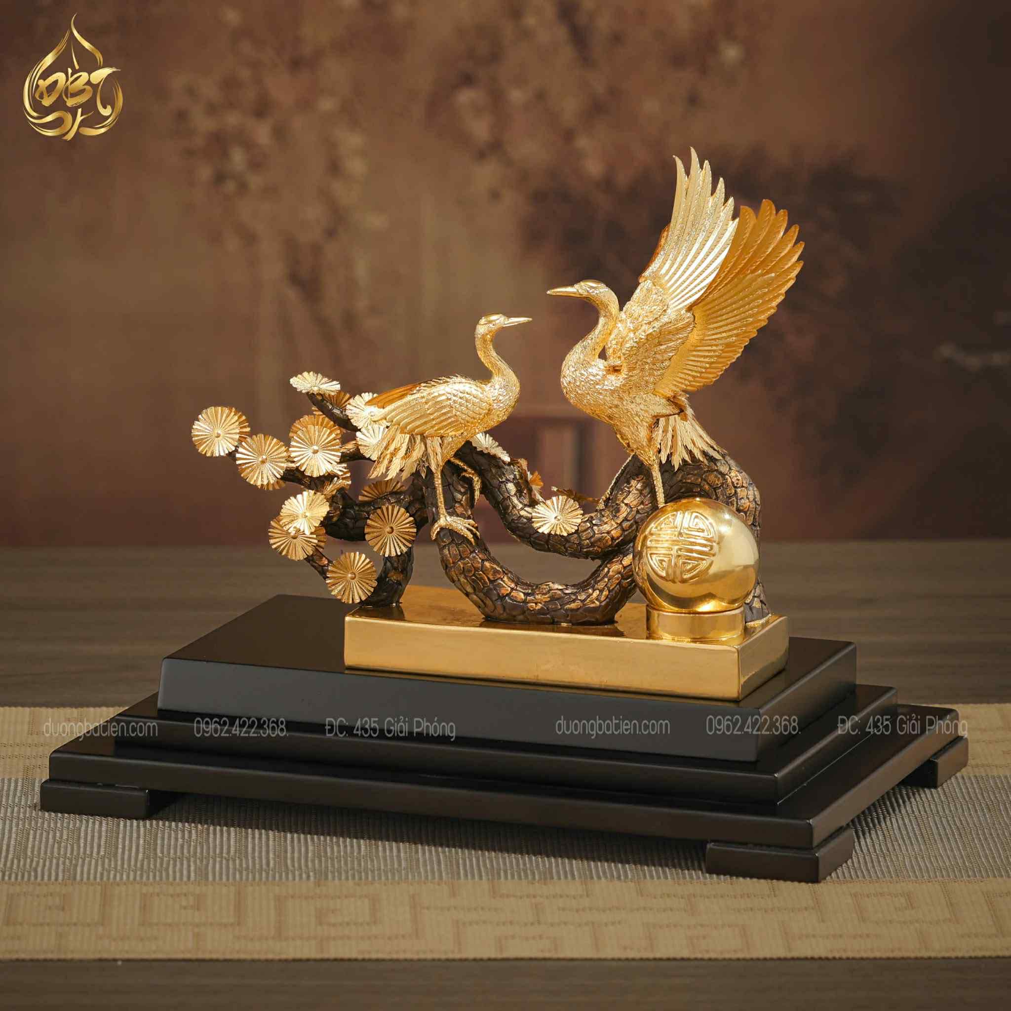 Mô Hình Tùng Hạc Diên Niên Dát Vàng 24k - Quà Tặng Cao Cấp