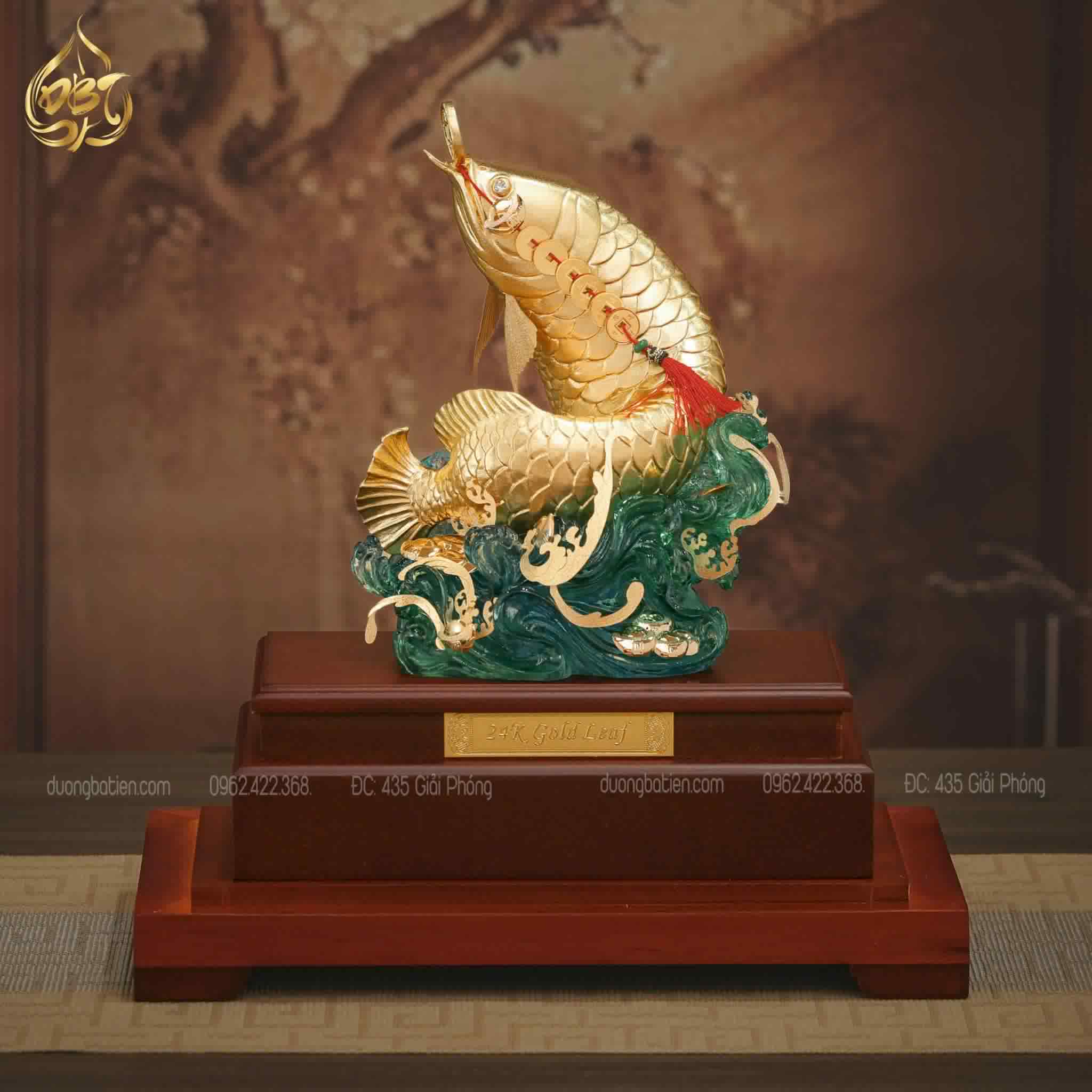 Cá Chép Vượt Vũ Môn dát vàng 24k - Quà tặng Phong Thuỷ
