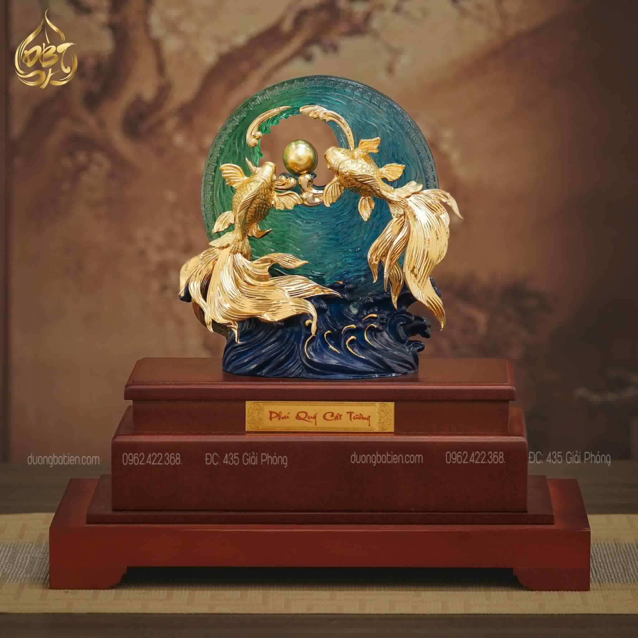 Song Ngư Cát Tường dát vàng 24k - Quà Tặng May Mắn