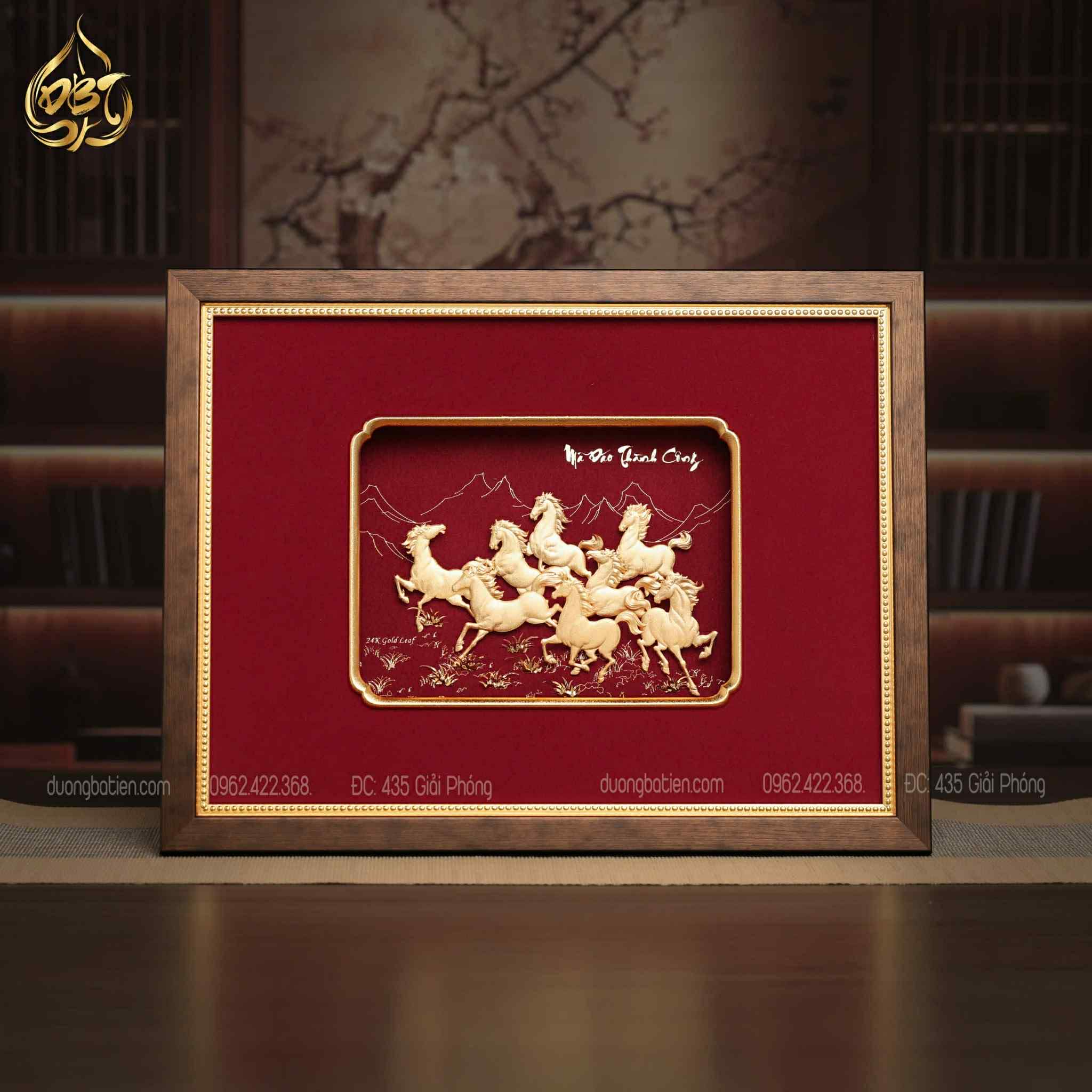 Tranh Bát Mã Mạ Vàng 24K - Quà Tặng Sếp, Đối Tác