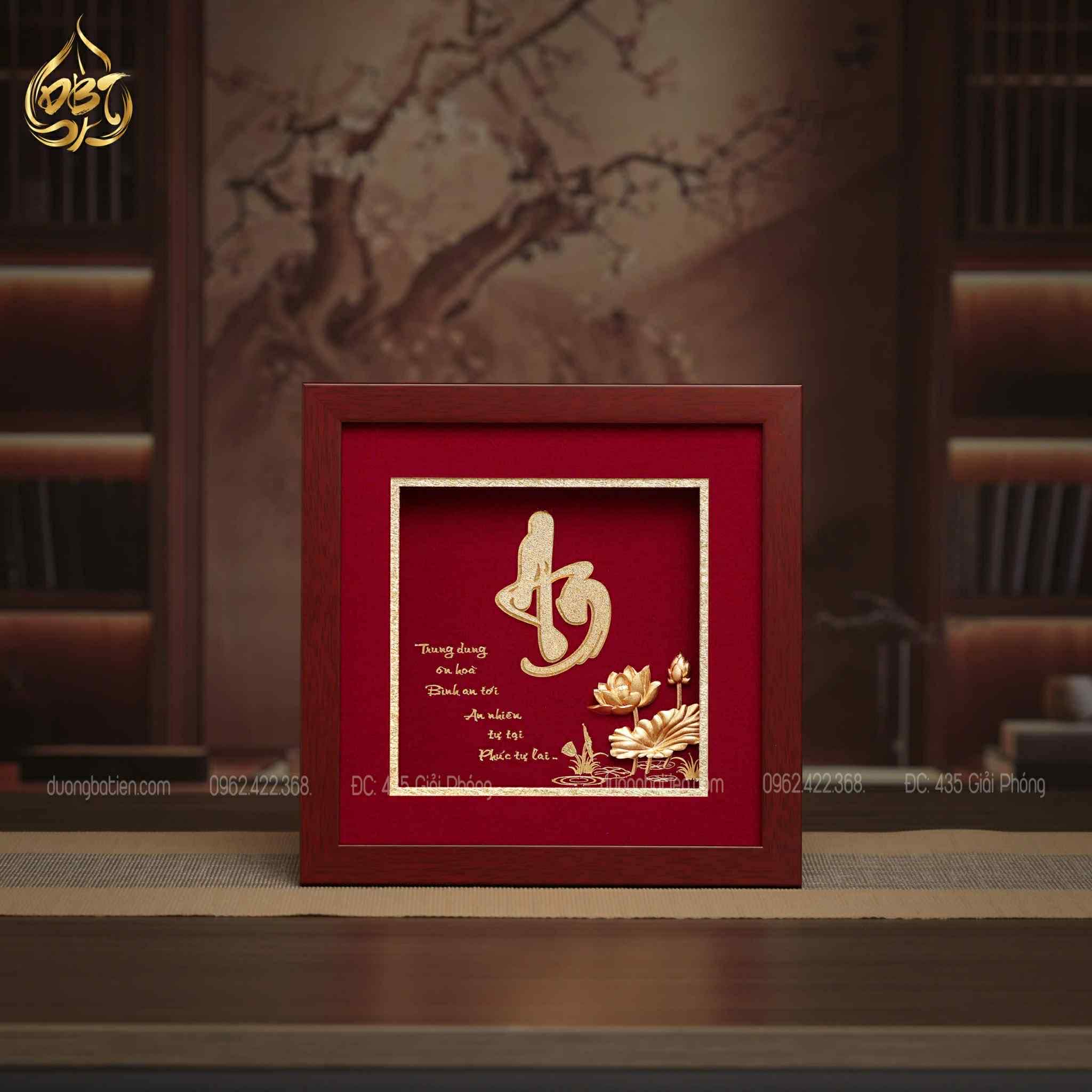 Tranh Chữ An Dát Vàng 24K