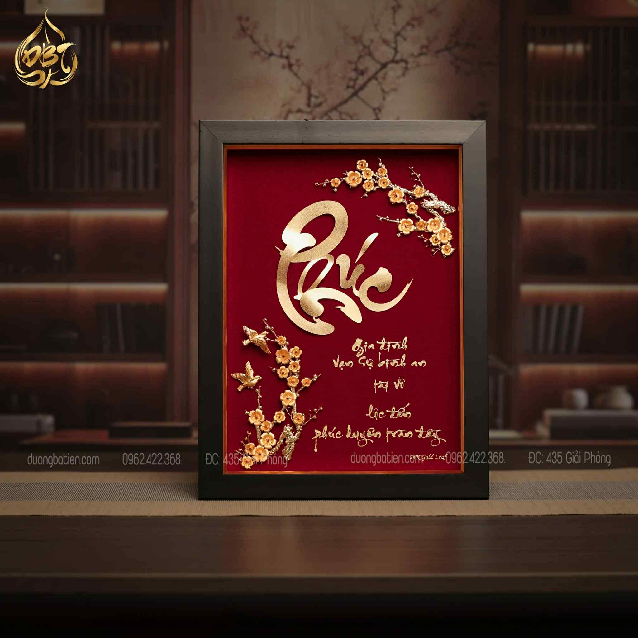 Tranh Chữ Phúc Dát Vàng 24K - Quà Tặng Phong Thuỷ Cao Cấp