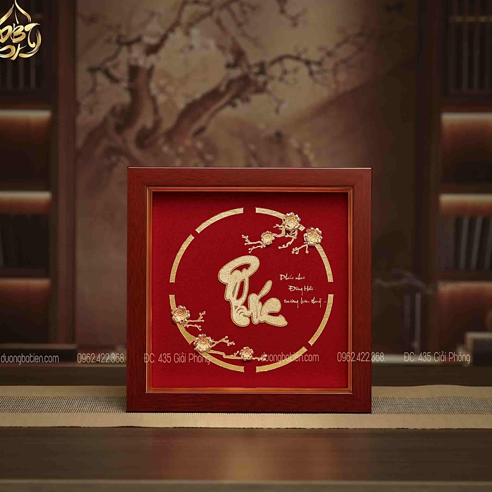 Tranh Chữ Phúc Dát Vàng 24K – Quà tặng trang trí nhà mới