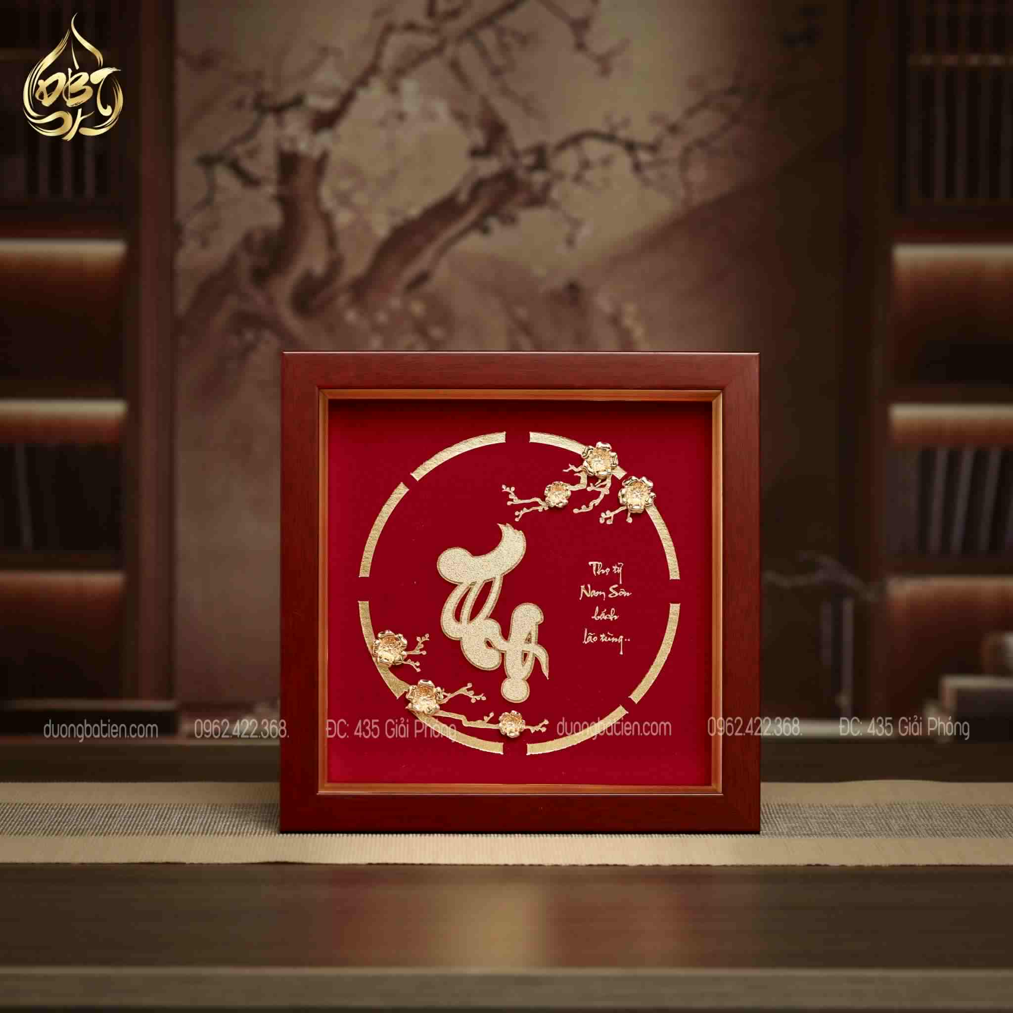 Tranh Chữ Thọ Dát Vàng 24K – Quà Tặng Thư Pháp Trang Trọng