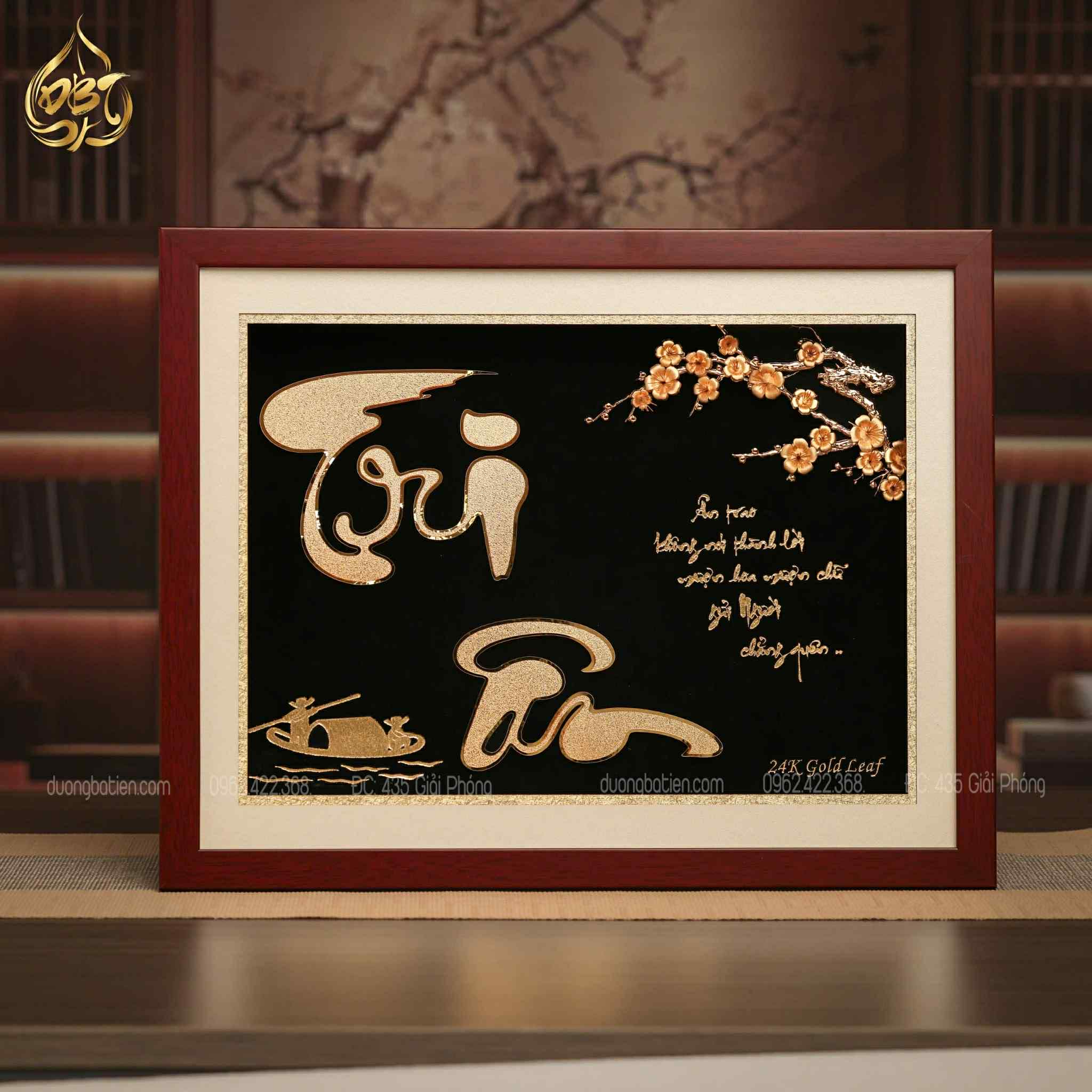Tranh Chữ Tri Ân Dát Vàng 24K