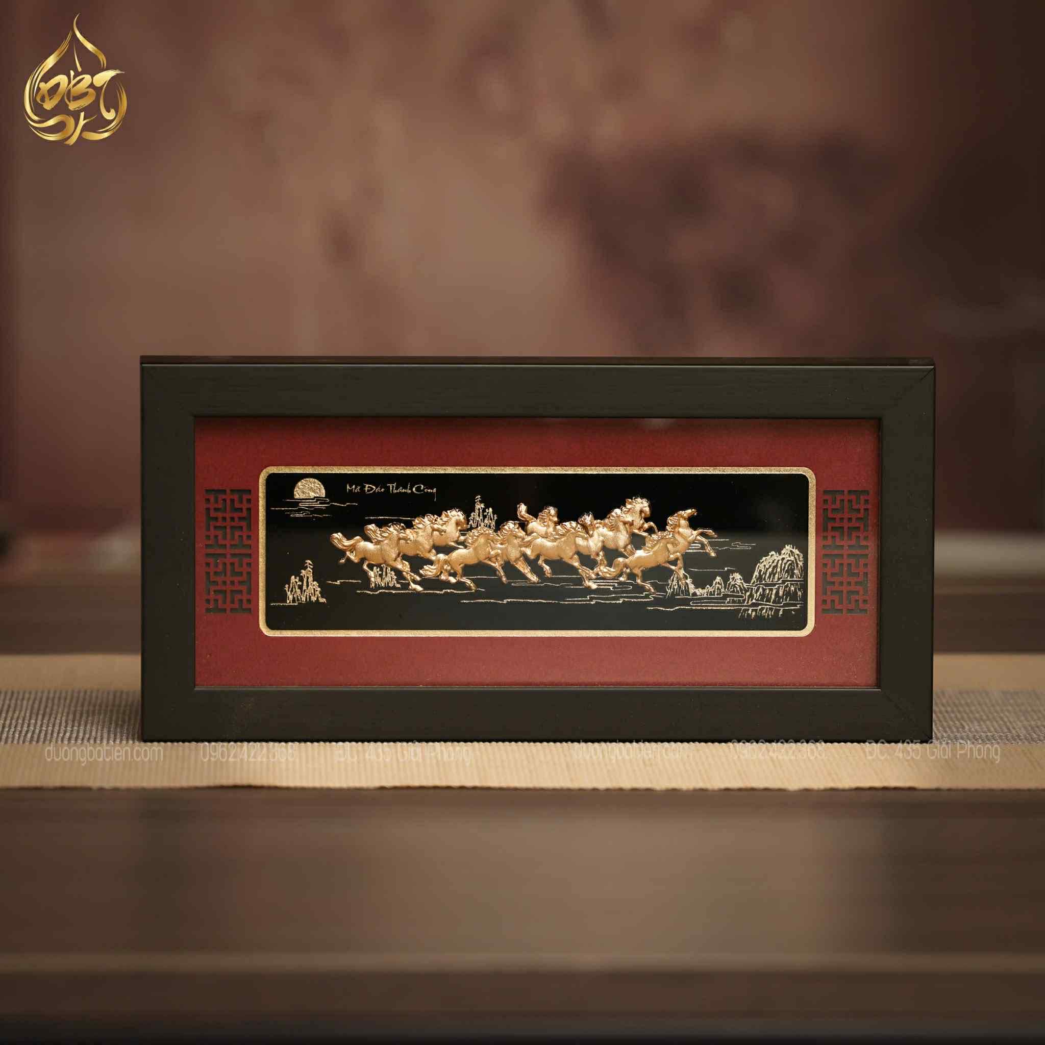 Tranh Mã Đáo Thành Công Dát Vàng 24K - Quà Tặng Để Bàn