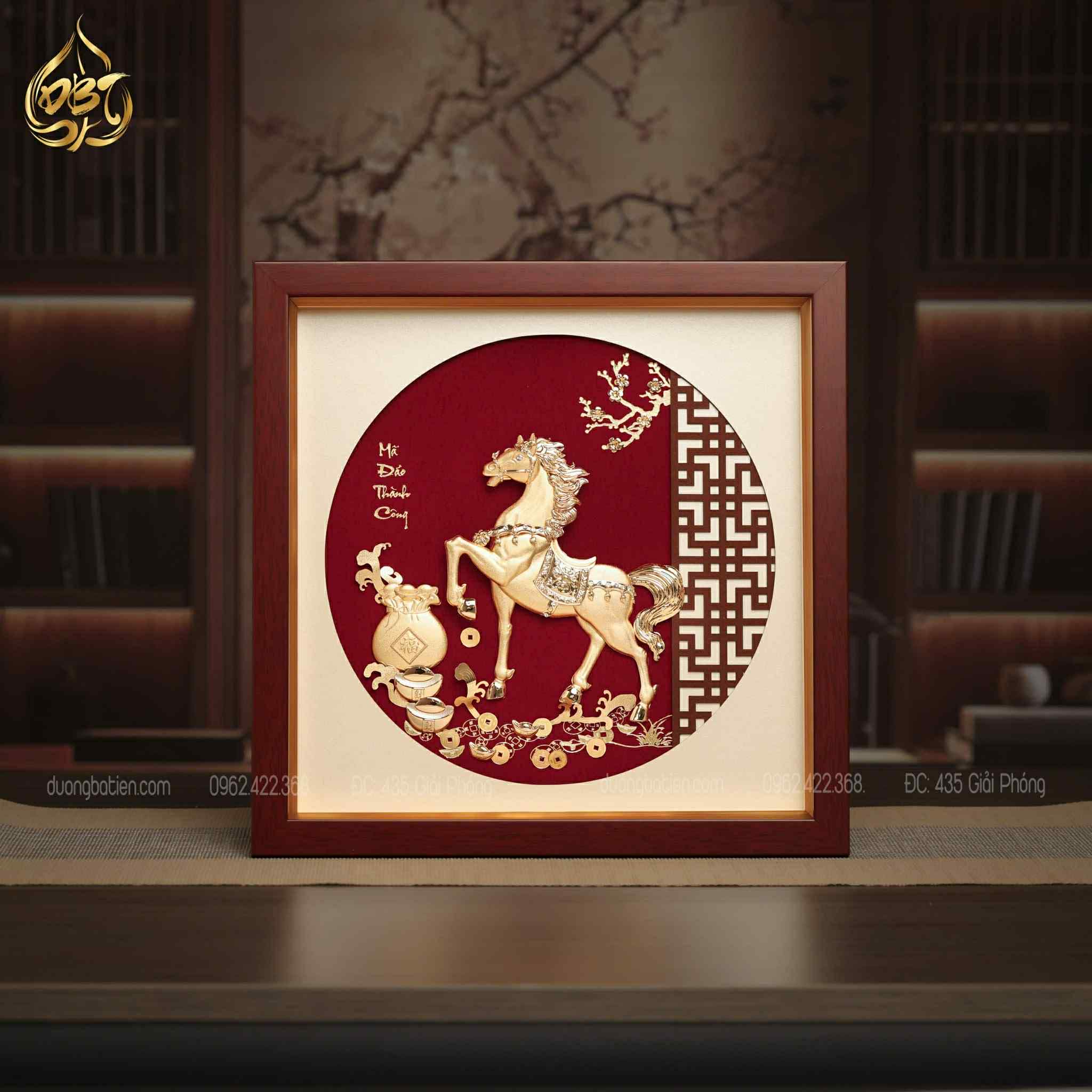 Tranh Mã Đáo Thành Công Mạ Vàng 24K - Quà Tặng Phong Thuỷ