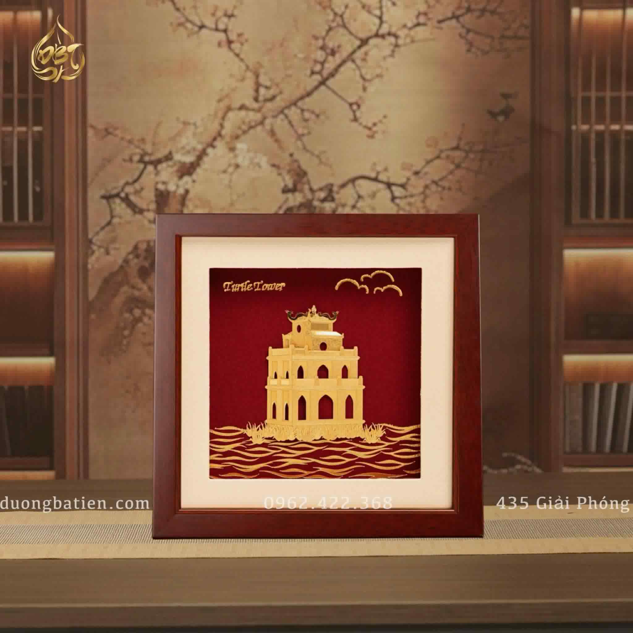 Tranh Tháp Rùa Hồ Gươm dát vàng 24K - Quà tặng Biểu tượng Hà Nội