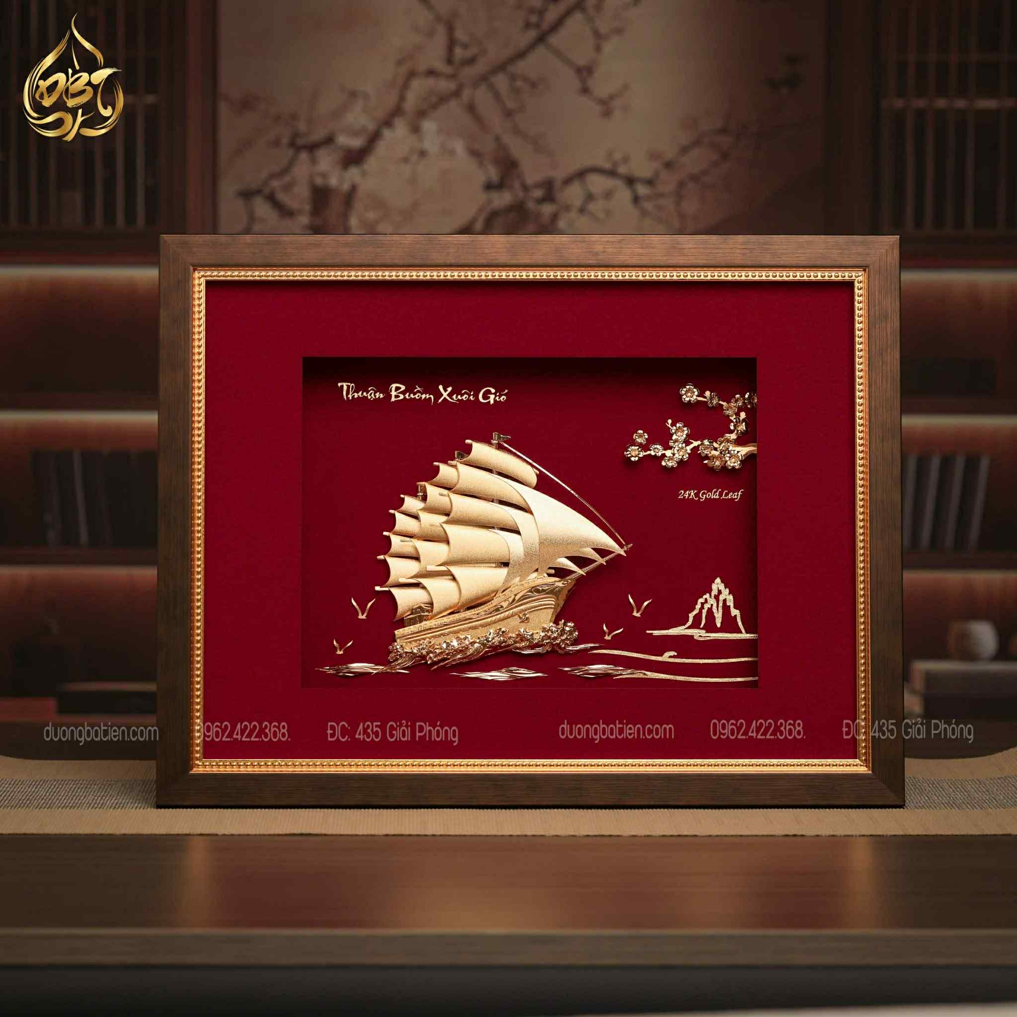 Tranh Thuyền Dát Vàng 24K - Quà Tặng Đối Tác Cao Cấp