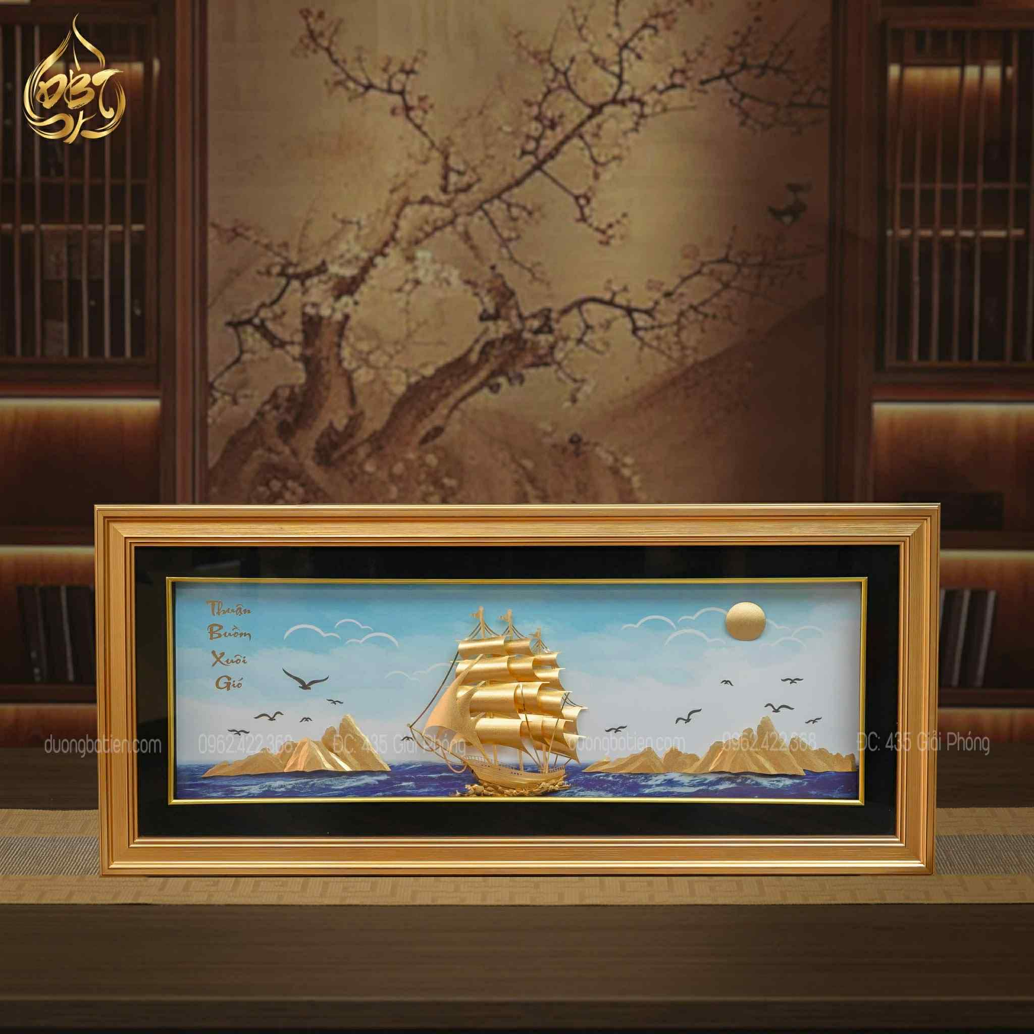 Tranh Thuận Buồm Xuôi Gió Dát Vàng 24K - Quà Cao Cấp