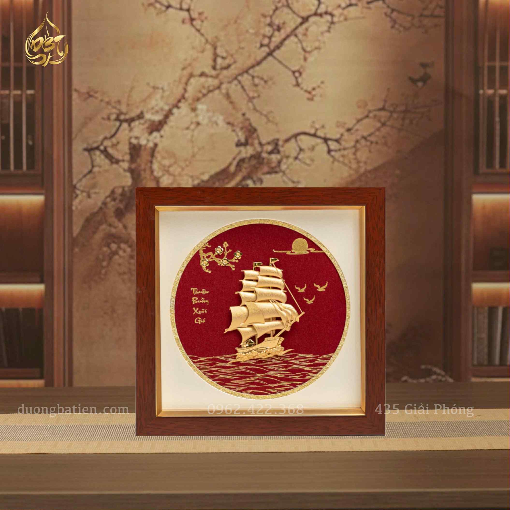 Tranh Thuận Buồm Xuôi Gió Dát Vàng 24K - Quà Tặng Khai Trương