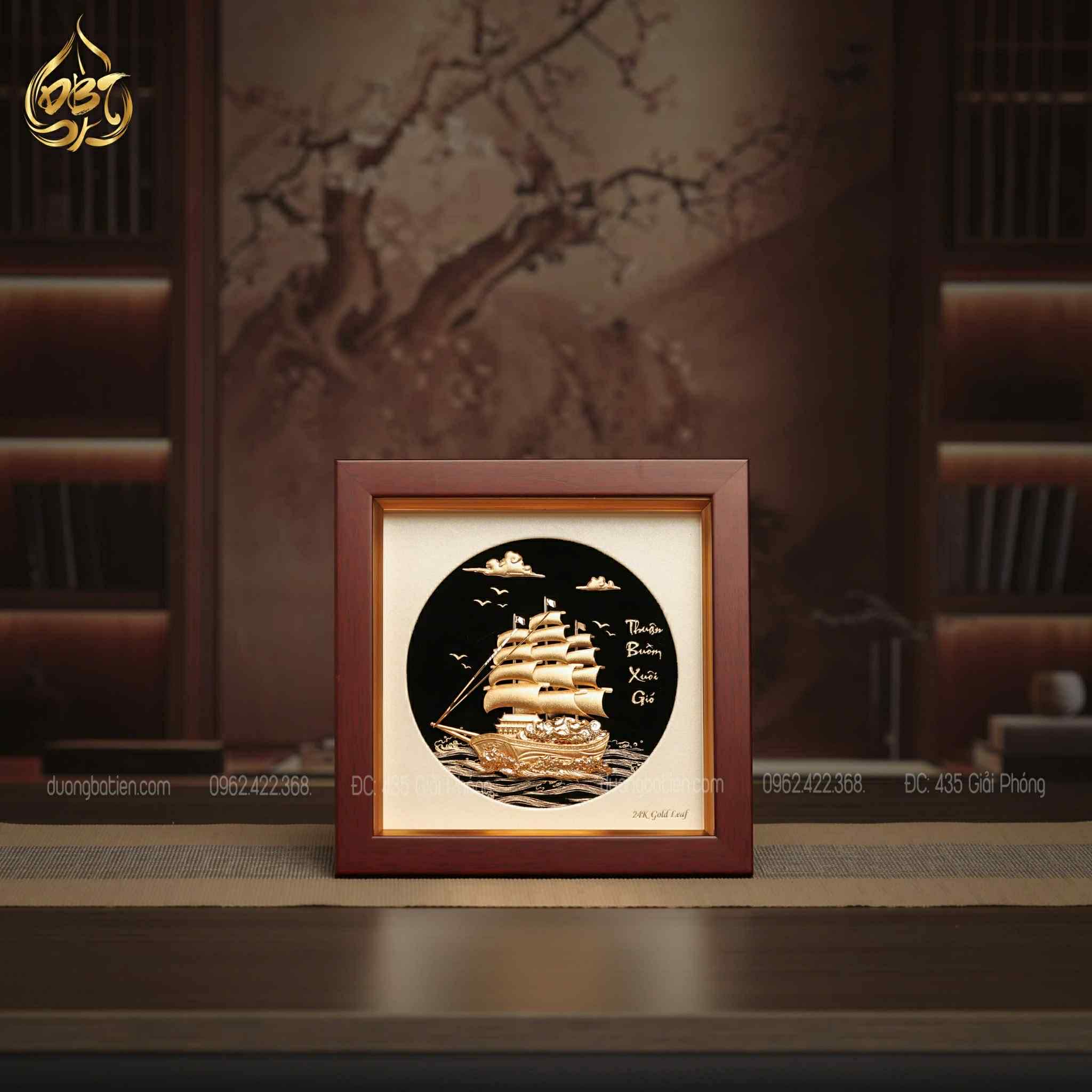 Tranh Thuyền Thuận Buồm Xuôi Gió Dát Vàng 24K