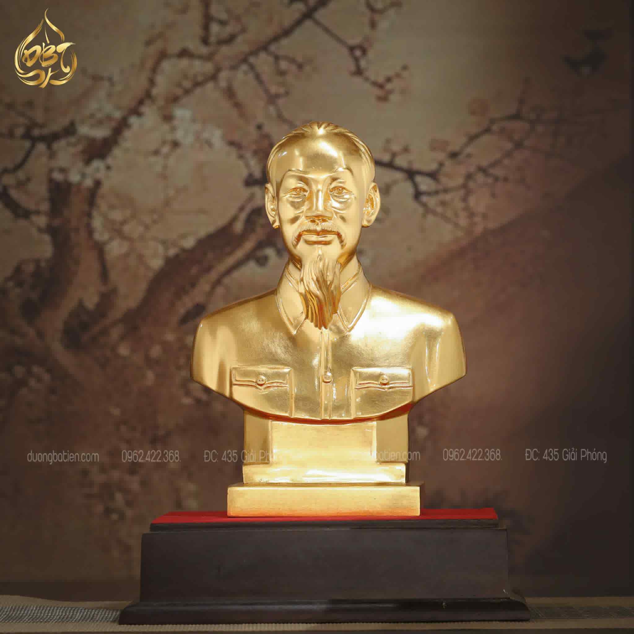 Tượng Bác Hồ bằng đồng dát vàng 24K - Quà tặng Ý Nghĩa