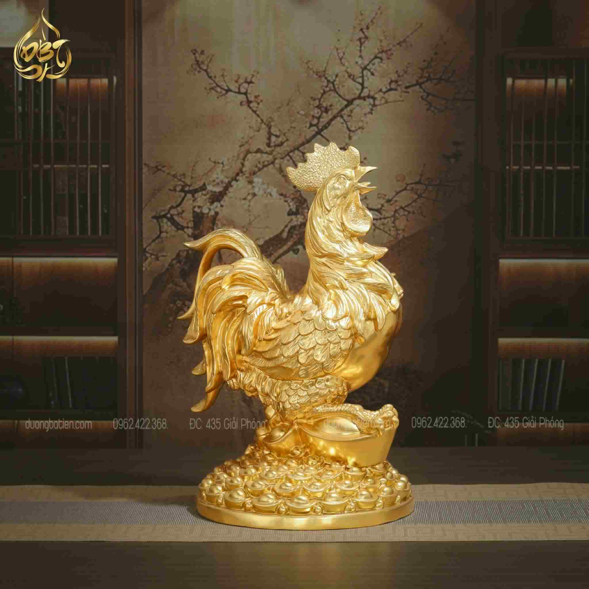 Tượng Gà phong thuỷ dát vàng 24K - Quà tặng tuổi Dậu