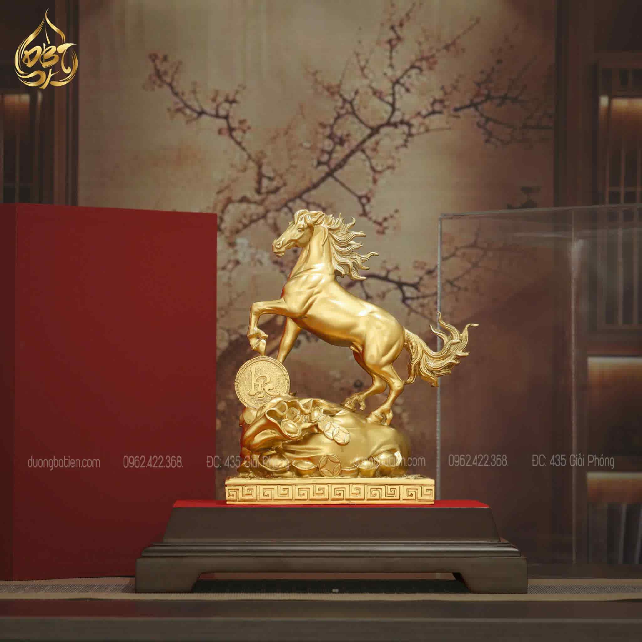 Tượng Ngựa đồng dát vàng 24K - Quà Tết Bính Ngọ 2026