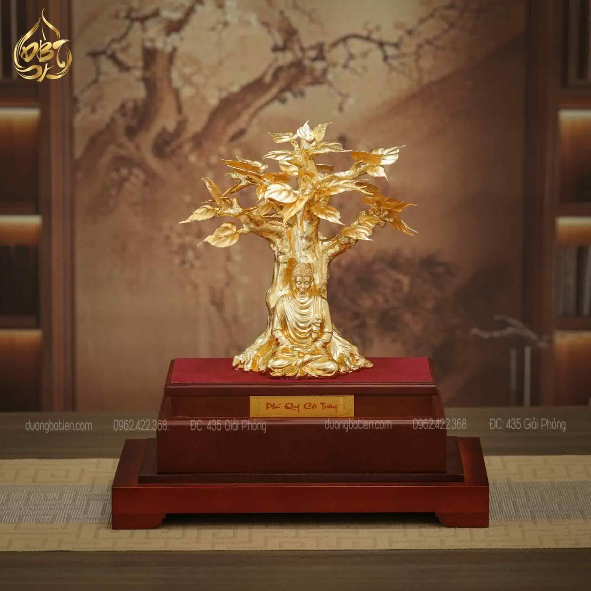 Tượng Ngài Ngồi Gốc Cây Bồ Đề Dát Vàng 24K