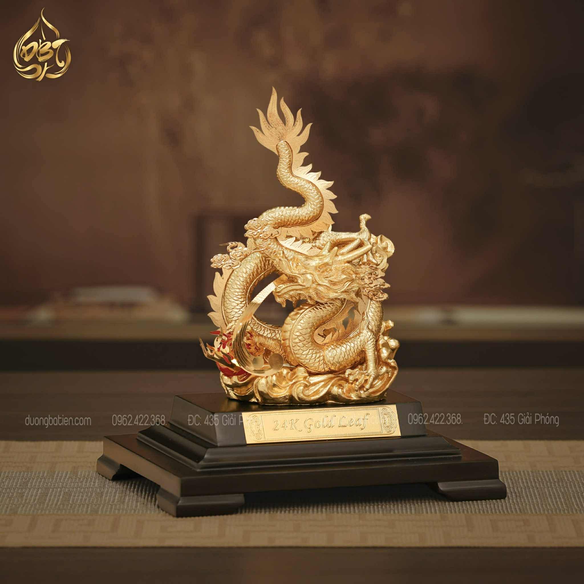 Tượng Rồng Phú Quý Dát Vàng 24K - Quà Tặng May Mắn