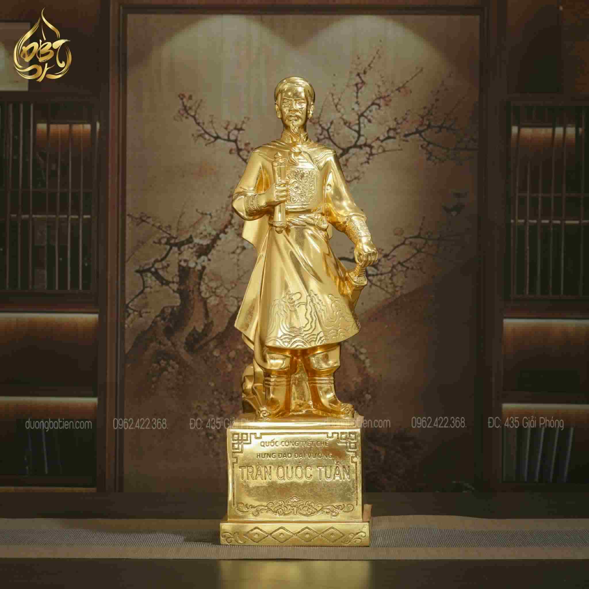 Tượng Trần Hưng Đạo bằng đồng 50cm dát vàng 24K - Quà tặng ý nghĩa