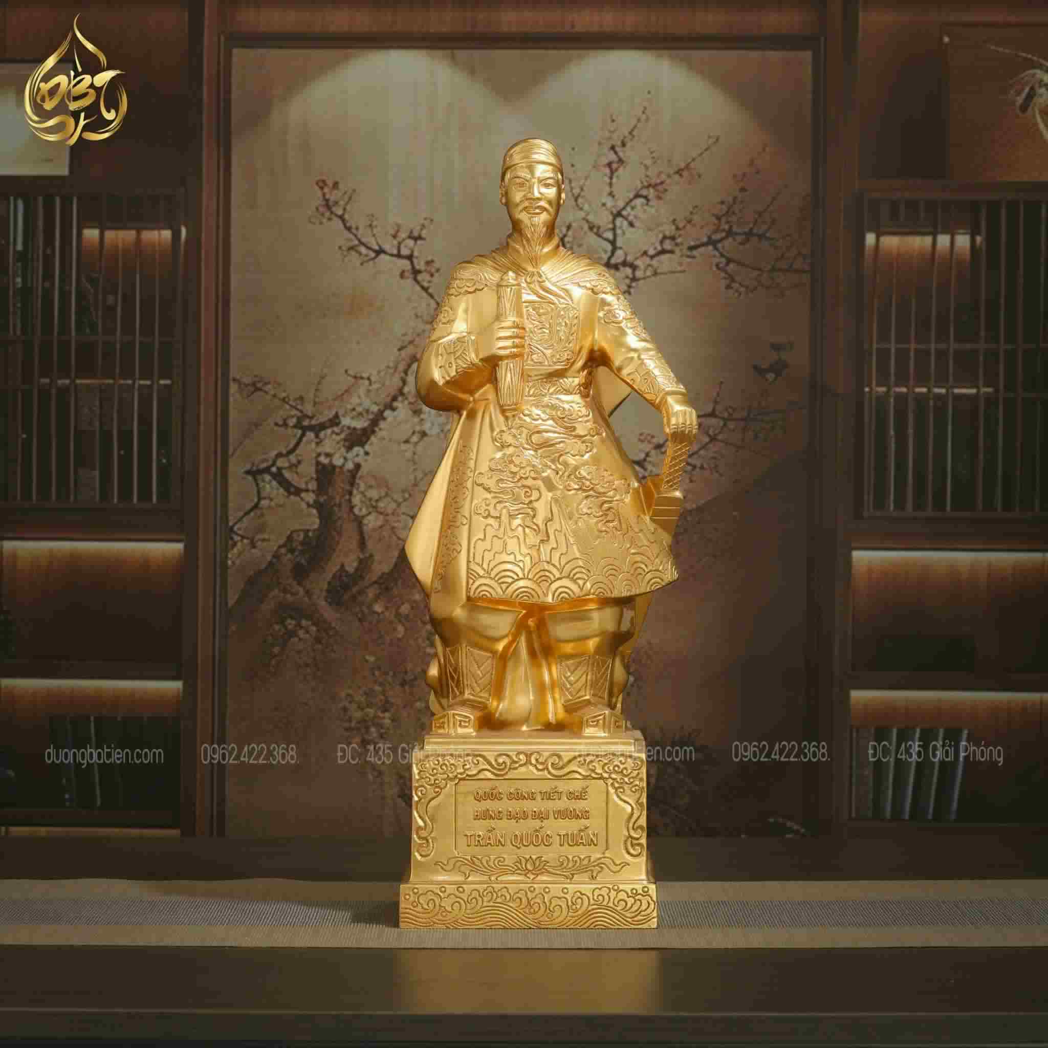 Tượng Trần Hưng Đạo bằng đồng 60cm dát vàng 24K - Quà tặng ý nghĩa